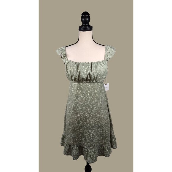 Originality Sage Flutter Sleeve Dress with Tie Back and Ruffle Hem Size XL NWT - Picture 1 of 12